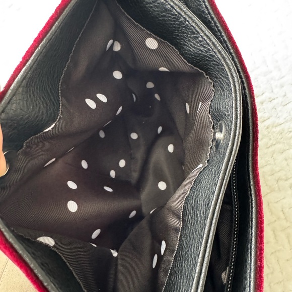 Kenzie Velour Patch Double Gusset Sling Bag Boho Glam Indie Sleeze Like New - Picture 3 of 7